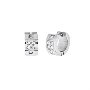 (6) Crystal & Stainless Steel Huggie Earrings